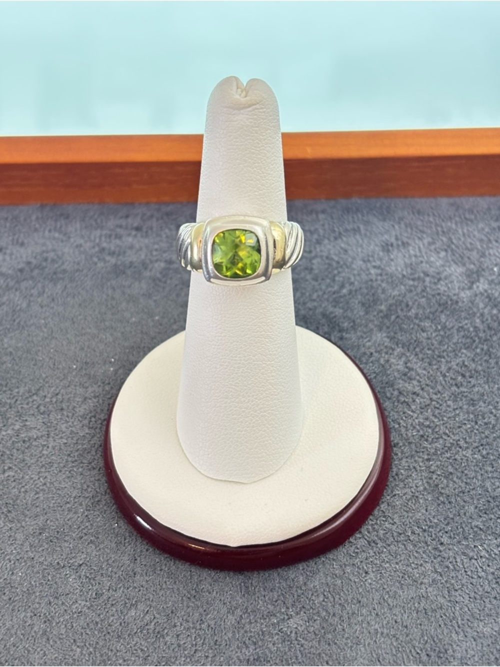 David Yurman 925 & 14k Gold Albion Ring with Peridot 6 - Picture 7 of 10